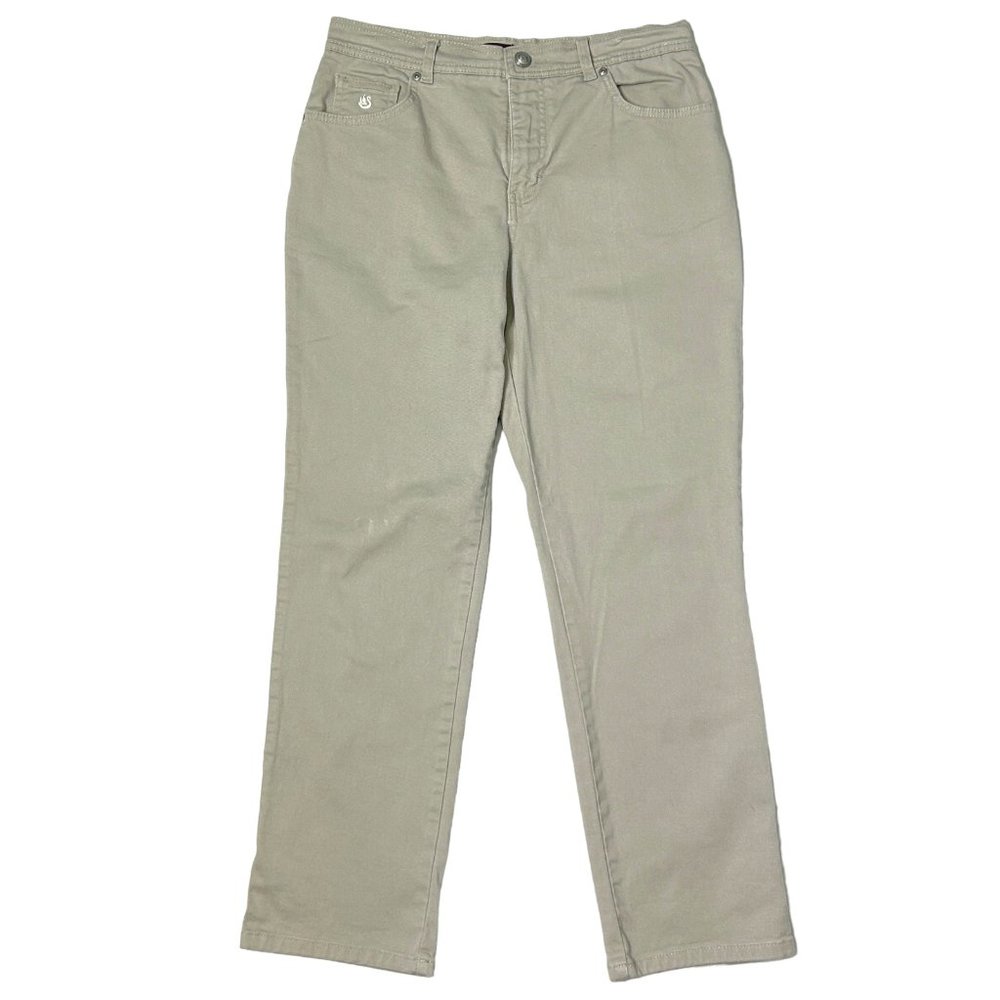 Gloria Vanderbilt Womens 10 Short Beige Denim Jeans Pants Stretch Straight Leg